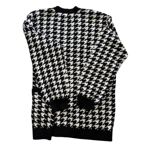 Loft Womens Black White Houndstooth Cardigan Sweater XL Career Professional - Picture 4 of 4